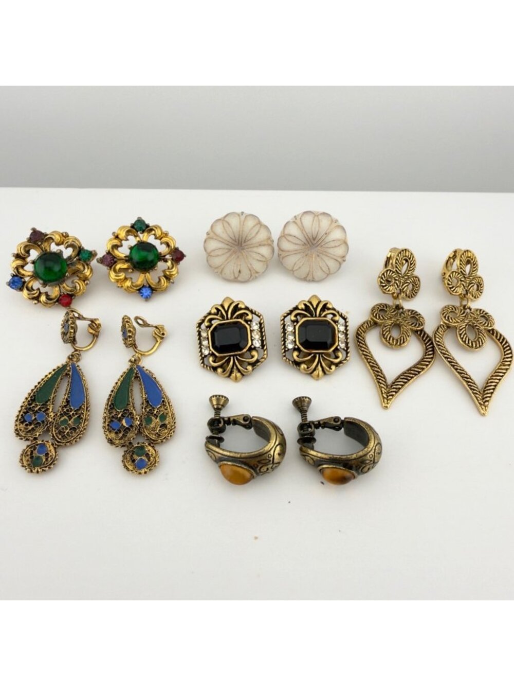 Vintage Gold Tone Earring Lot Napier ART Accessocraft Clip On